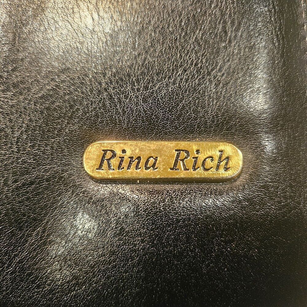 Rina Rich Vintage Italian Leather Handbag or Sholder Bag with Gold Fittings - Picture 10 of 14